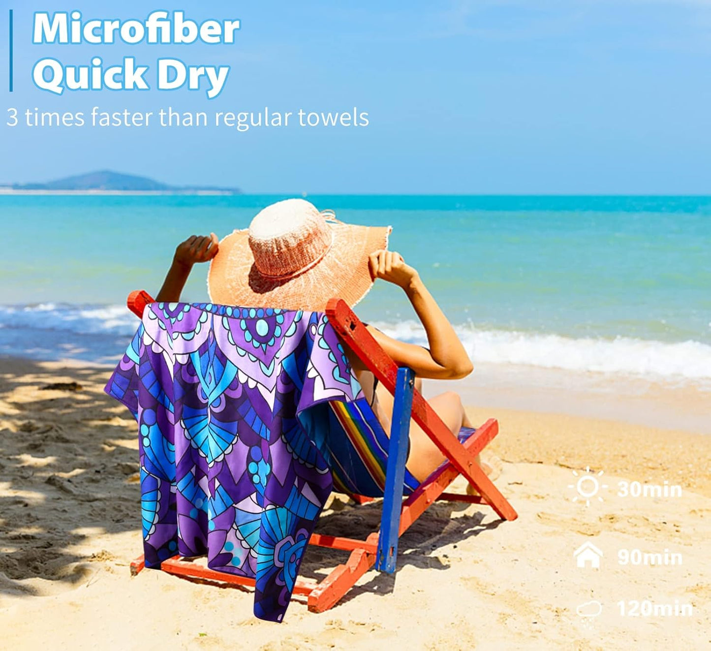 Skiennix Oversized Microfiber Beach Towels - Lightweight & Sand-Free | 71x32 Inches - Perfect for Travel & Yoga