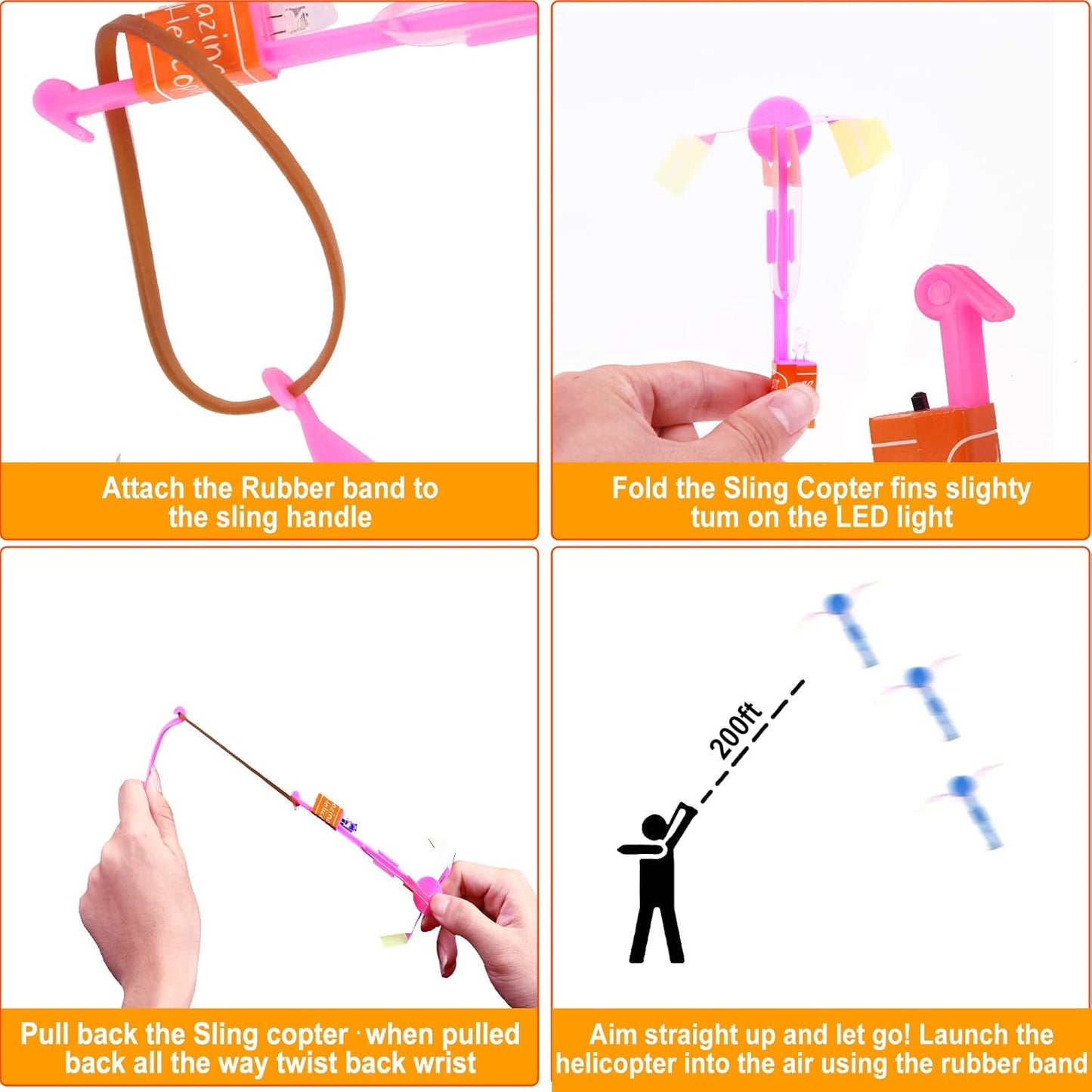 **LPVOQPTH LED Flying Toy Set - 25 Slingshot Glow Helicopters for Outdoor Fun | Perfect Party Favors for Kids 4-12**