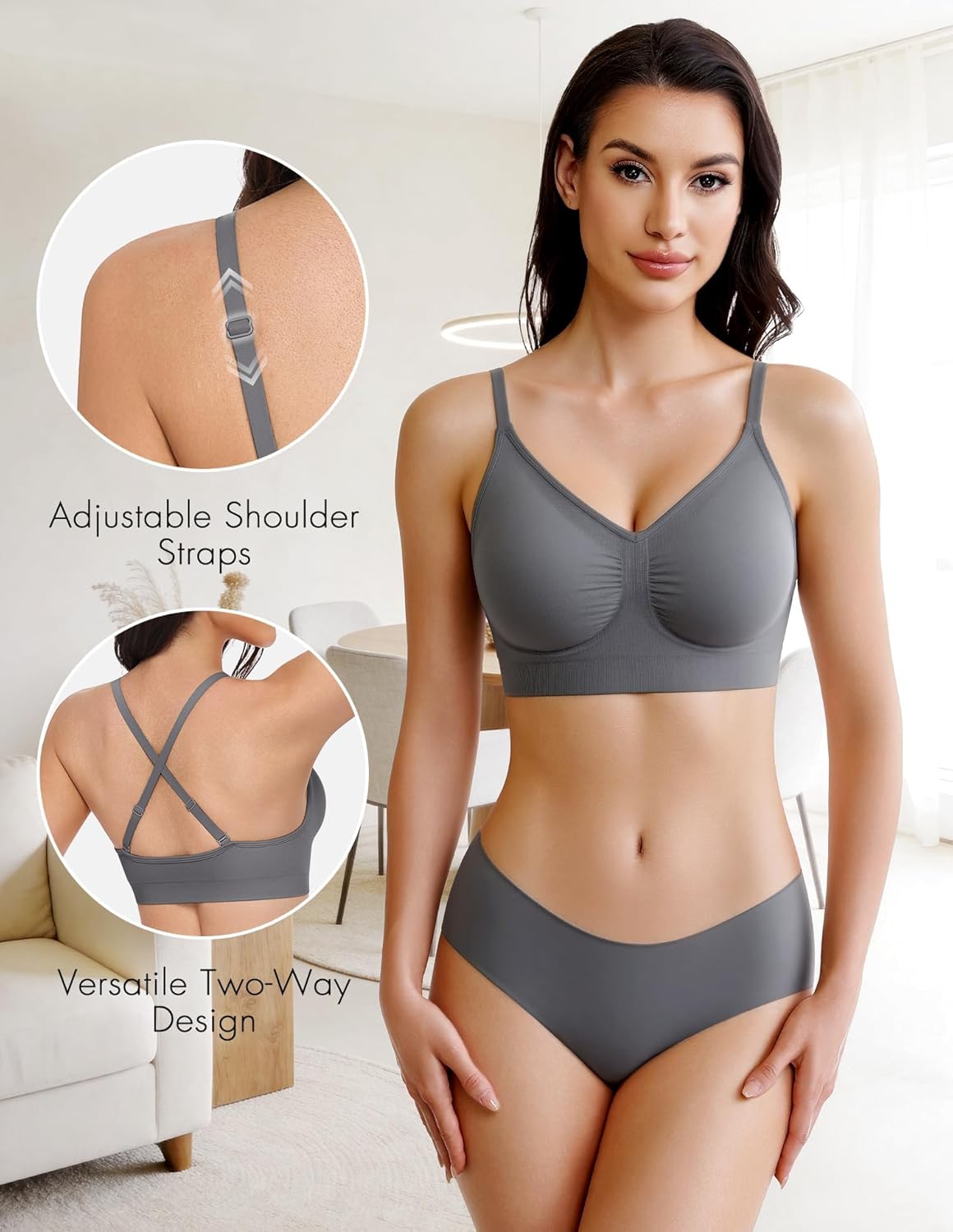 WANAYOU Wireless Bralettes for Women - Comfortable No Underwire Push-Up Everyday Bra