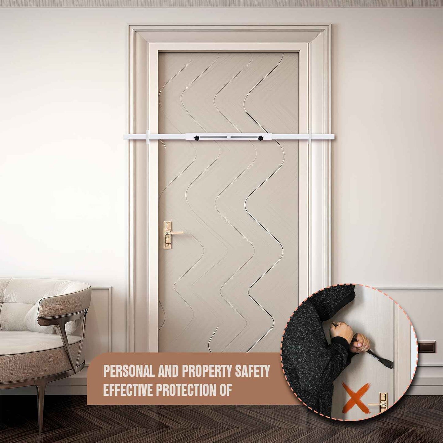 Door Security Door Bar (White 2 Sets - Heavy Duty) Use as Door Security Bar -Door Reinforcement Lock,Protect The Security of The Entire Door. Fits Doors 30"-39" - Safe Room