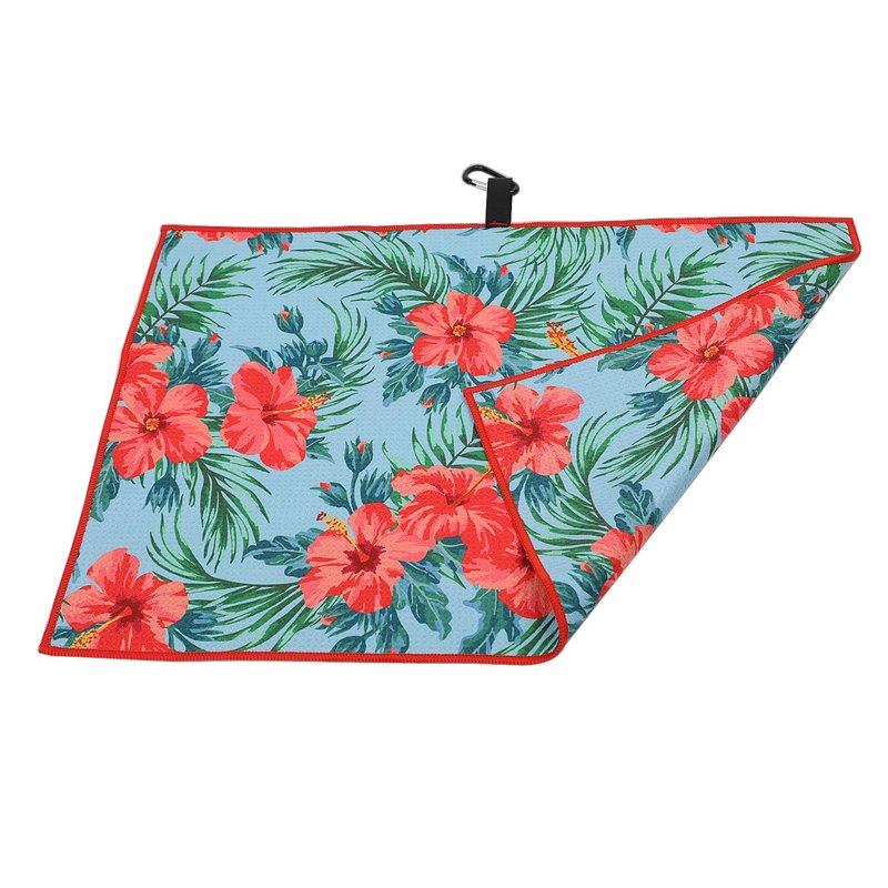 SHABIER Golf Towel with Hibiscus Design Golf Microfiber Waffle Pattern Golf Towel