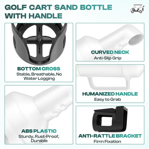 DRIVE UP Golf Cart Sand Bottle Suitable for Club Car Precedent, Handle Designed Divot Filler Sand Bottle with Rattle Proof Holder, Large Capacity - Playing 18 or More Holes