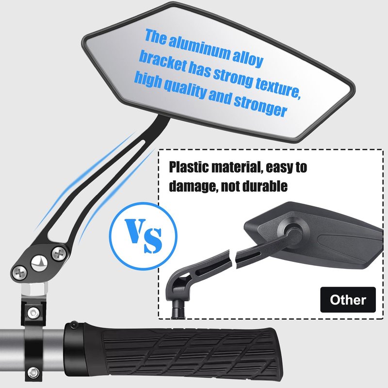 Diyife Bike Mirror 1 Pair, [New Version] HD Wide Angle Large Handlebar Rearview Mirror, Blast-Resistant 360°Adjustable Bicycle Rear View Mirror Accessories for Ebike Mountain Road Bike