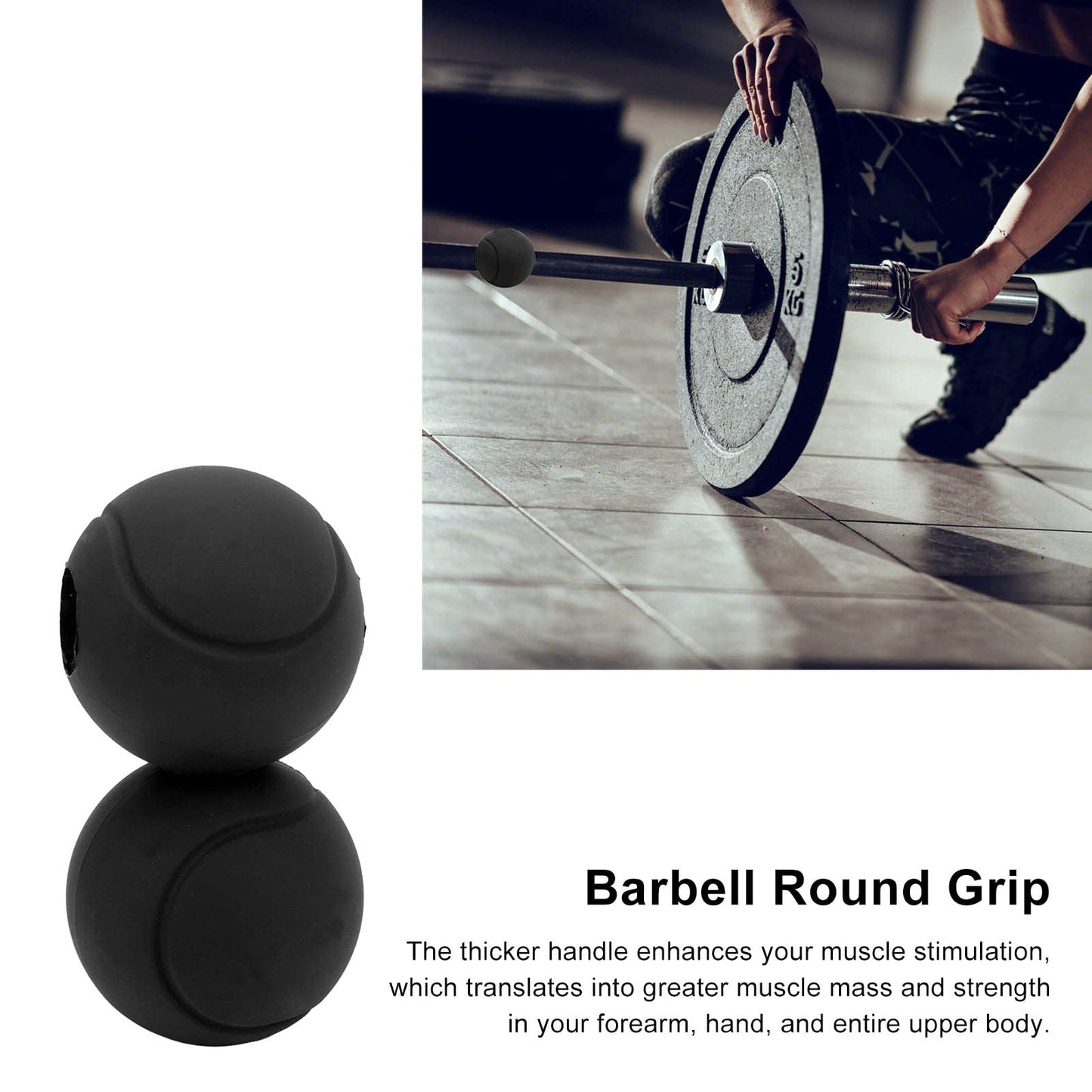 Barbell Grips, Curved Non Slip Silicone Thickened Grip Dumbbell Grips Round Spherical for Arm Muscle Building Fitness Enthusiasts(Black)