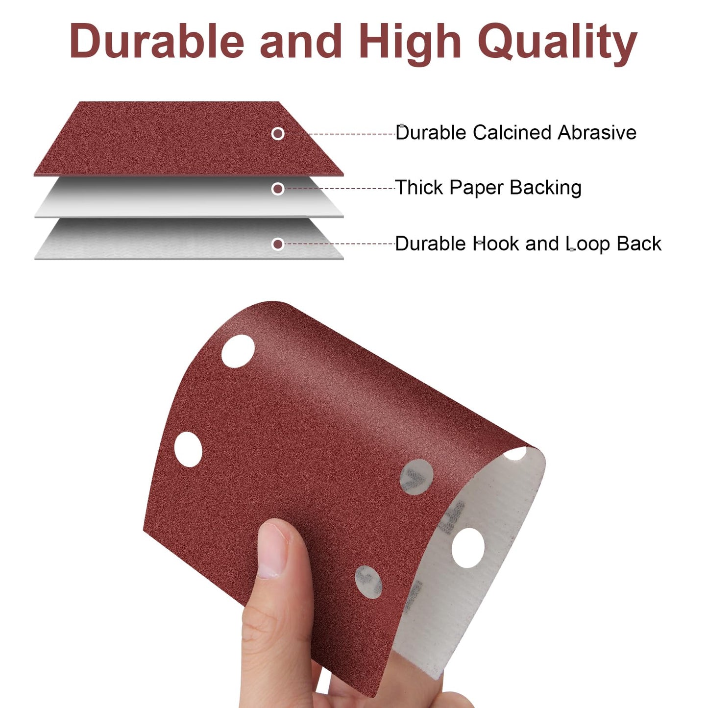 Sand Paper Sheets 40 PCS, 8 Holes Hook & Loop Sandpaper Sanding Sheet Assorted for 1/3 Sheet Sander, 60/80/120/180/320/600/800/1000 Grits Sandpaper for Wood Metal Crafts Plaster and Other Surfaces