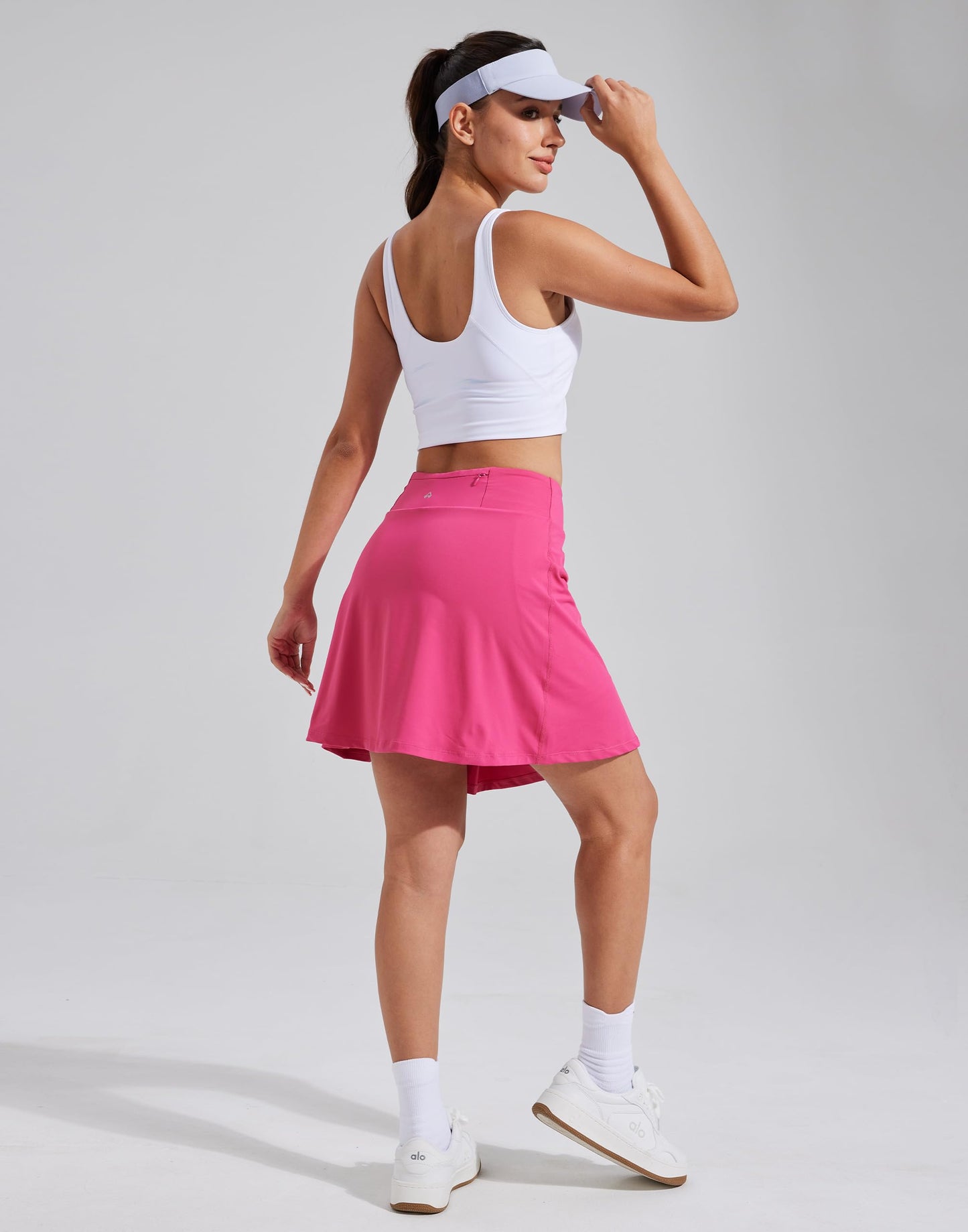 Pioneer Camp Women 18'' Tennis Skirts High Waisted Golf Skort with Shorts Pockets Athletic Long Skirts Workout Running Black