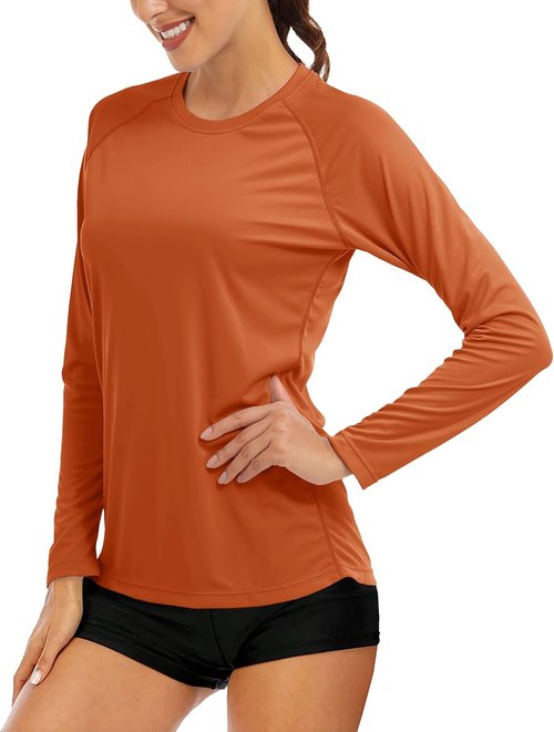 MAGCOMSEN Women's Long Sleeve Sun Protection Shirt - UPF 50+ Rash Guard for Hiking & Fishing