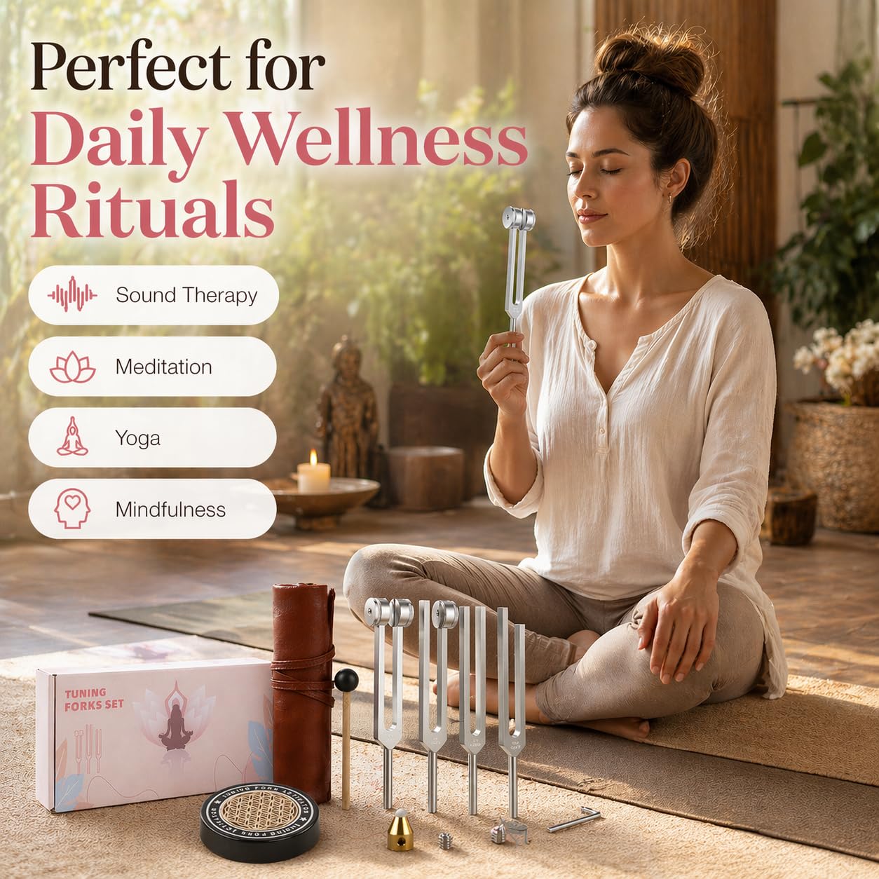Tuning Forks for Healing Set with Step-by-Step Beginner Guide, 4 PCS