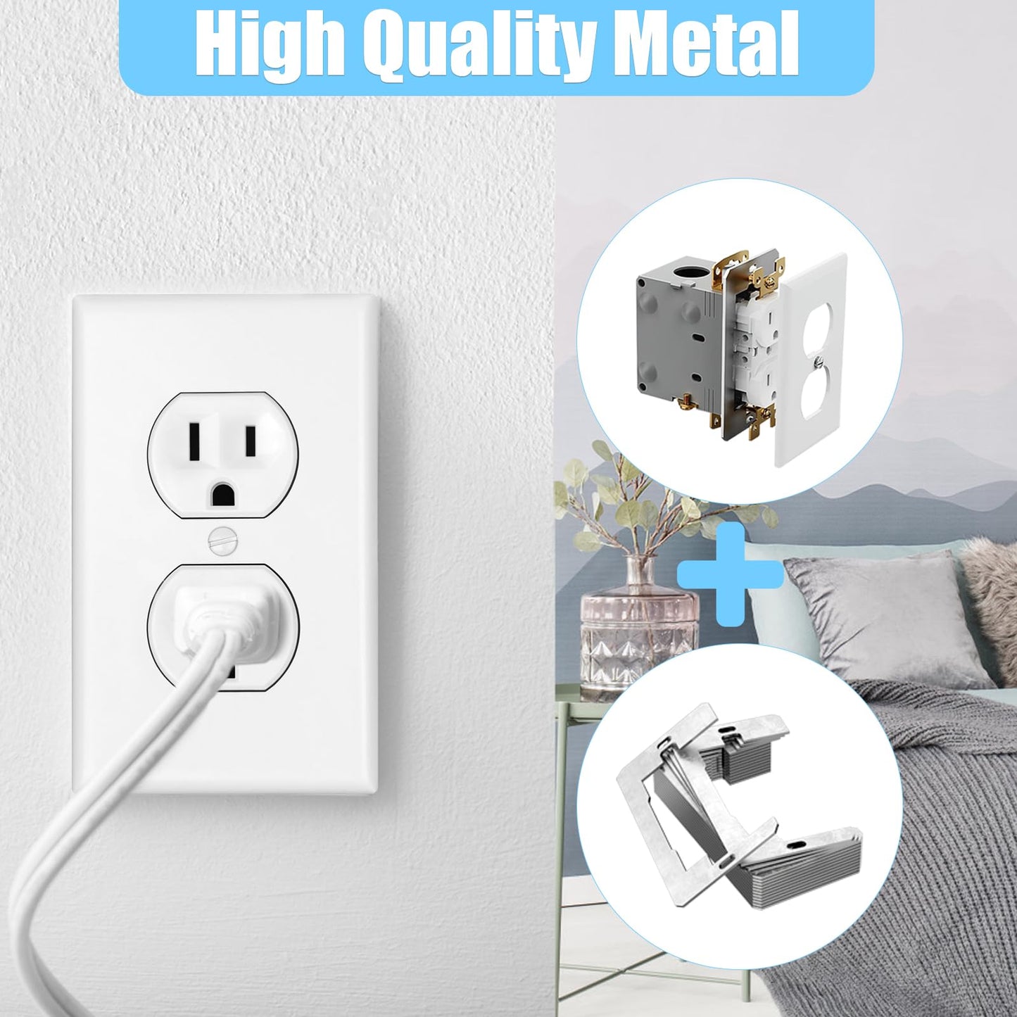 Wall Plate Spacers 15 Pcs, Flush Fit Device Level Plate for Wall Outlets Repair and Loose Fix, Wall Plate Leveler Spacer Shims to Support Switches, Receptacles from Being Pushed Back, Metal