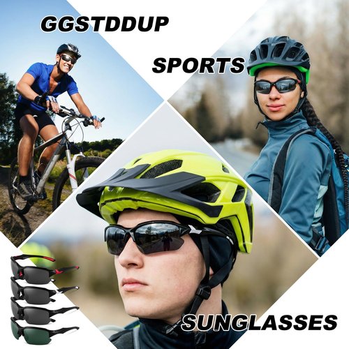GGSTDDUP 4 PACK Polarized Sport Sunglasses for Women&Men UV Protection,Lightweight Running Cycling Fishing Sunglasses Outdoor Shades Black