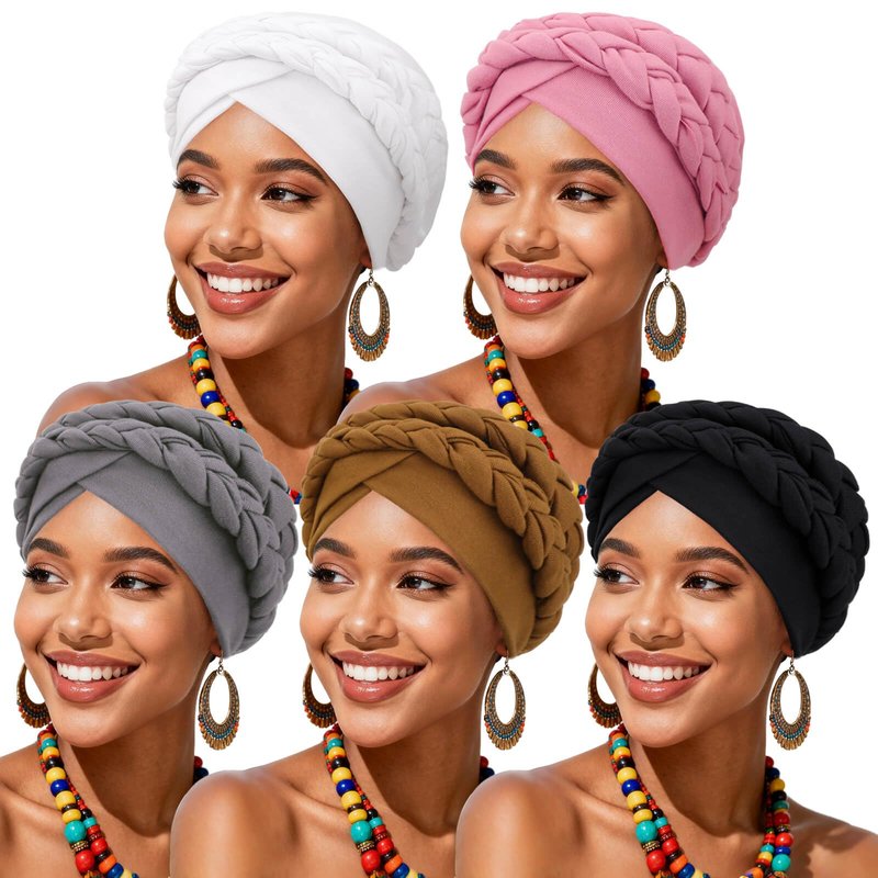 AQOKKA Knotted Headwraps for Women African Turban Pre-Tied Twisted Turbans Caps Head Scarf Cover Beanie Cancer Chemo Headwear