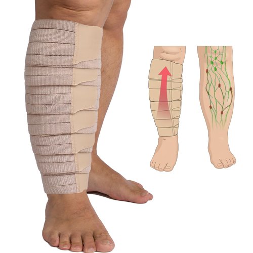 Femovaz® 1 PC Adjustable Lymphedema&Compression Wrap for Leg | Relieves Swelling, Edema, Lipedema | Breathable | Anti-Slip | All-Day Comfort,Long(L)