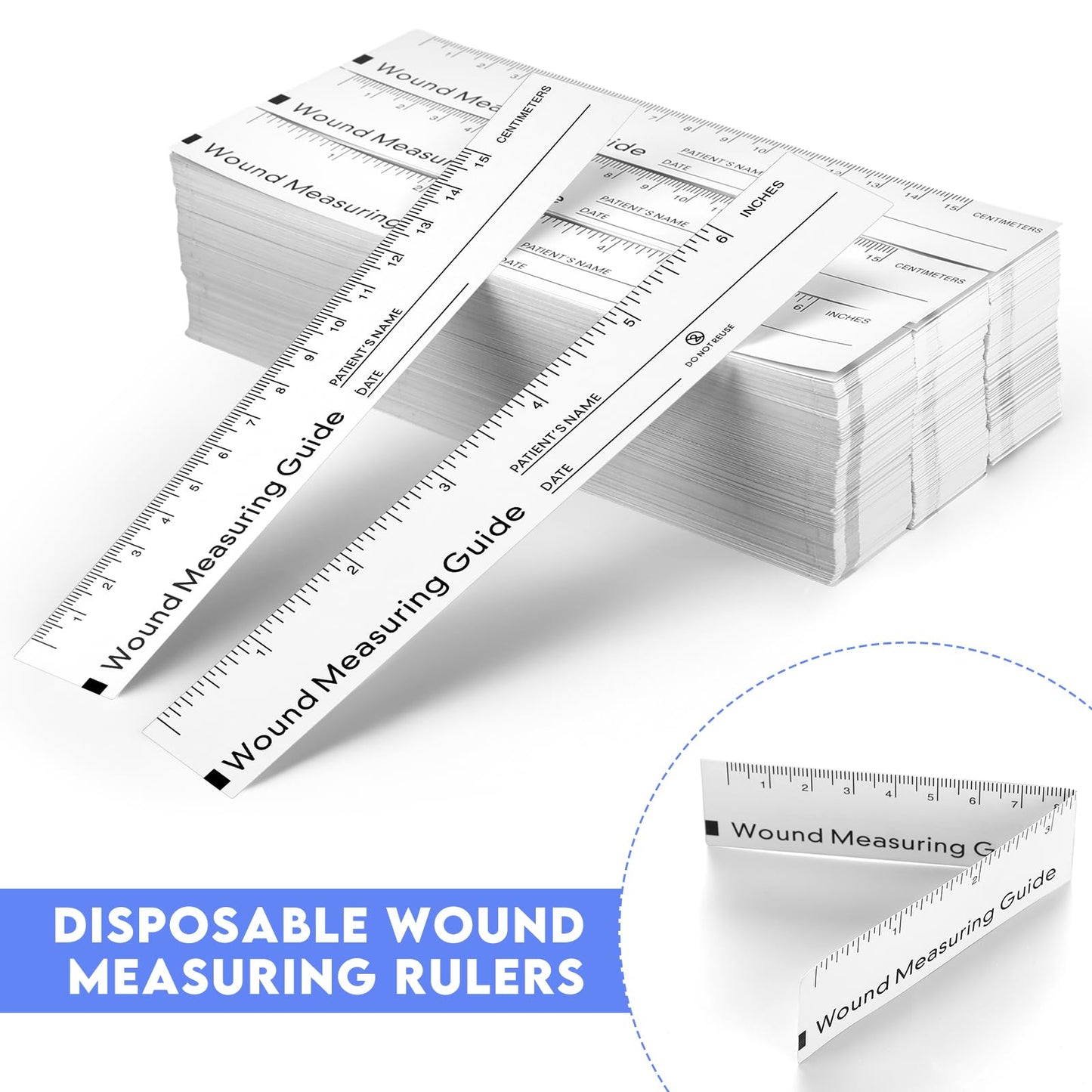Janlaugh 100 Pcs Wound Ruler 6 Inch Wound Measuring Tape Paper Guide Ruler Double Sided Disposable Paper Tape Measure Measurement Tools for Nurses