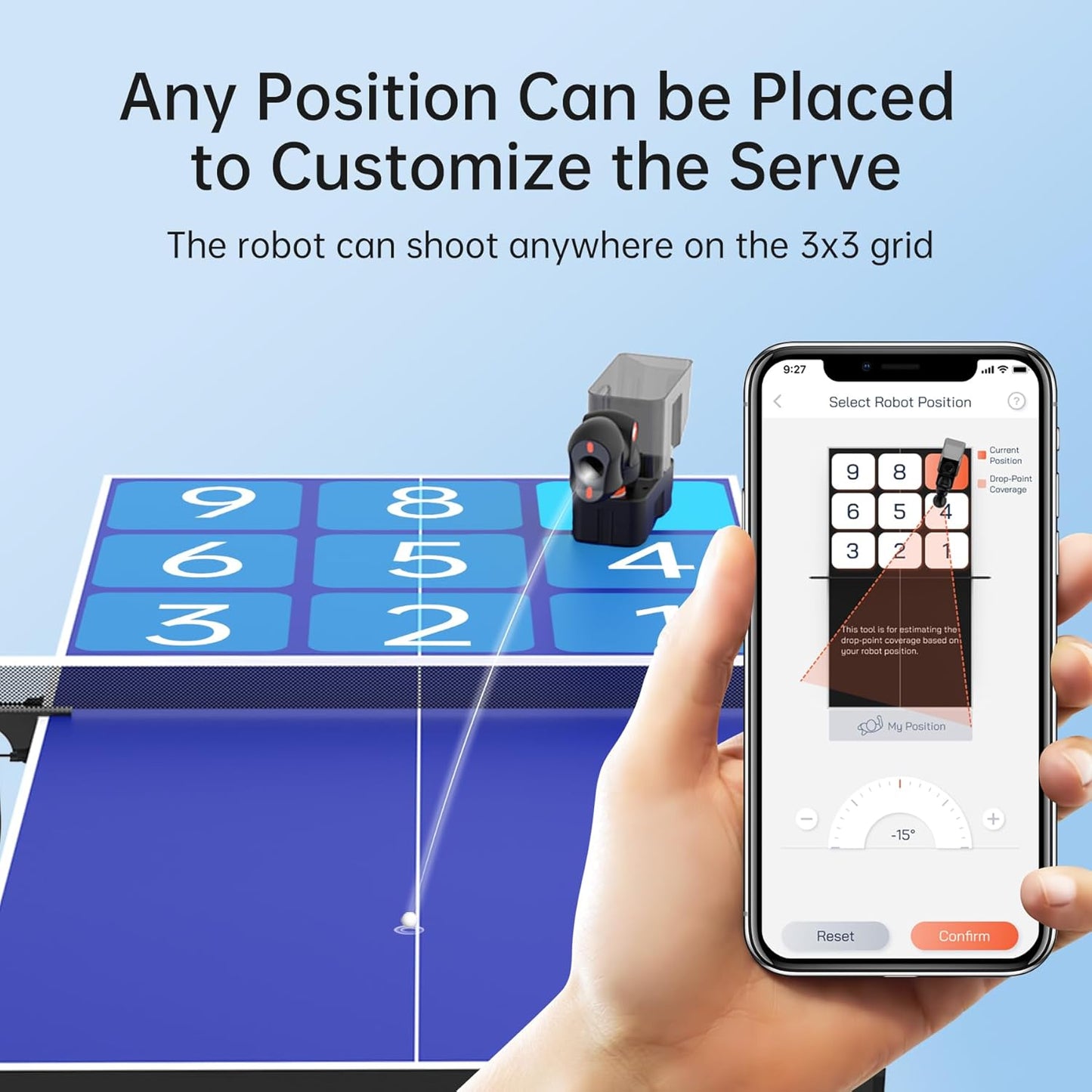 PONGBOT Table Tennis Robot - Remote/App Control with 264 Pre-Saved Drills & Customization Options