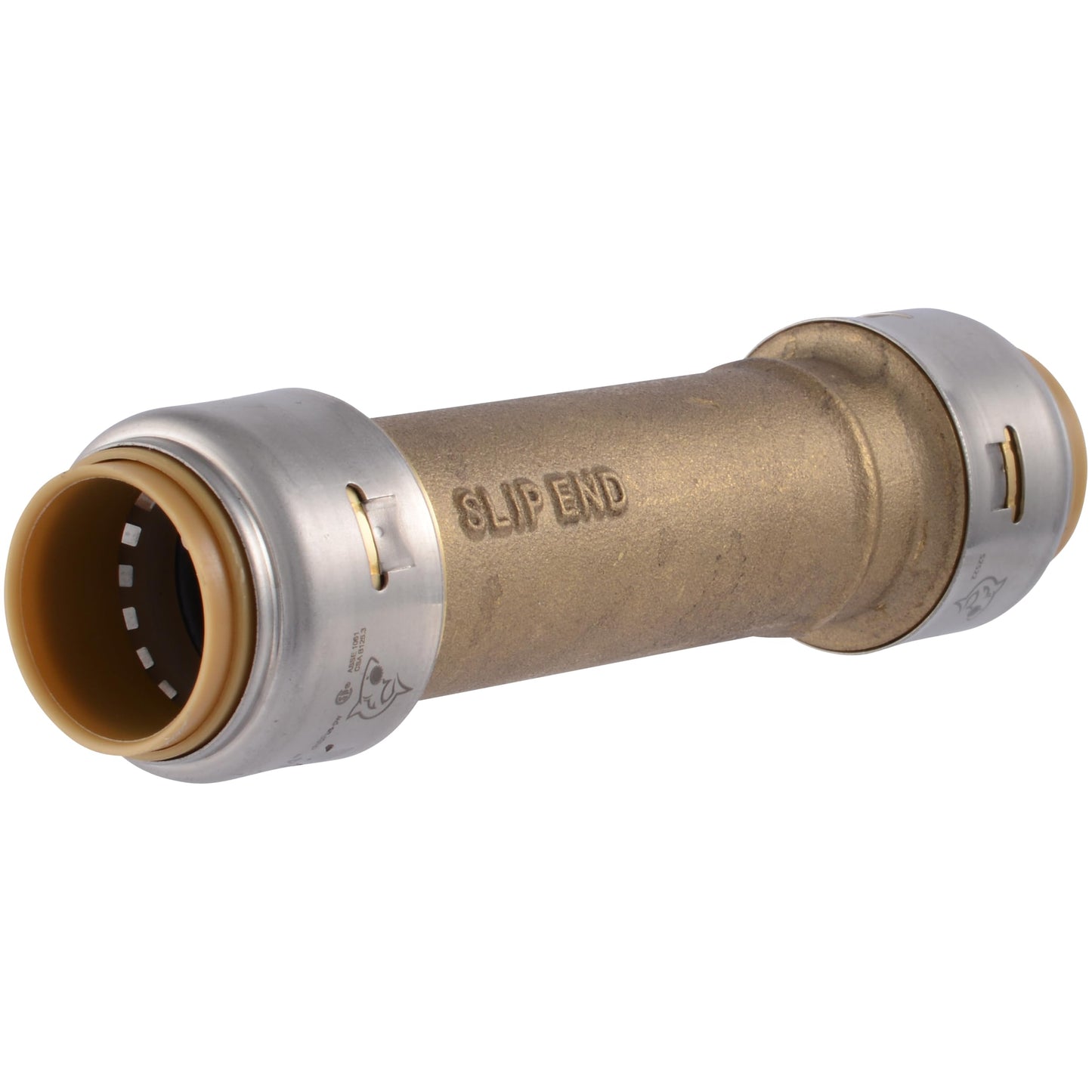 SharkBite Max 3/4 Inch Slip Coupling, Push to Connect Brass Plumbing Fitting, PEX Pipe, Copper, CPVC, PE-RT, HDPE, UR3016A