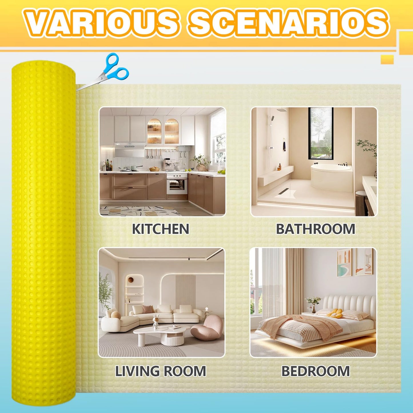 MAXKOSKO 54 Sq.Ft. Uncoupling Membrane for Tile, 1/8''(3mm) Thick Waterproof Heated Flooring Underlayment Mat Tile Crack Prevention for Bathroom Shower Kitchen Basement