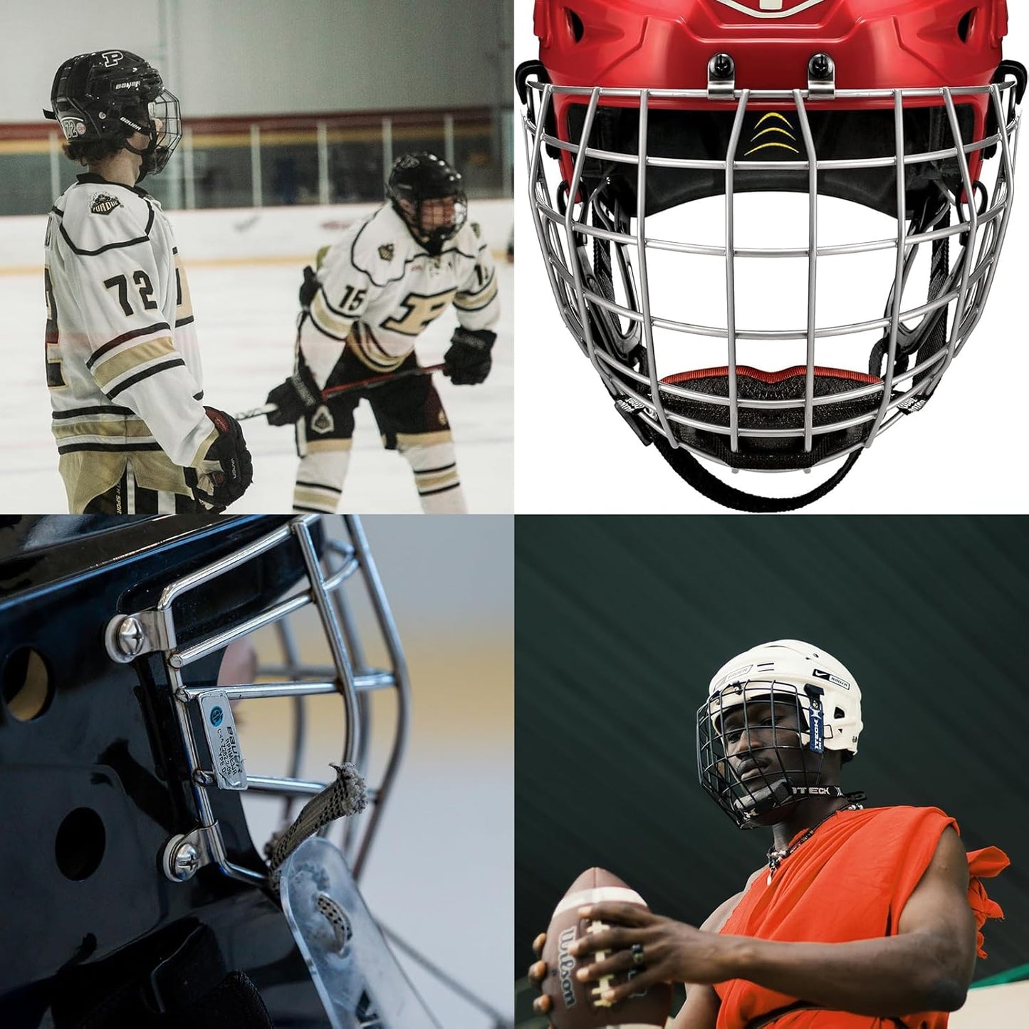 Skiennix Universal Hockey Helmet Repair Kit - Replacement Parts for Face Mask Cage | Includes J Clips & Bolts