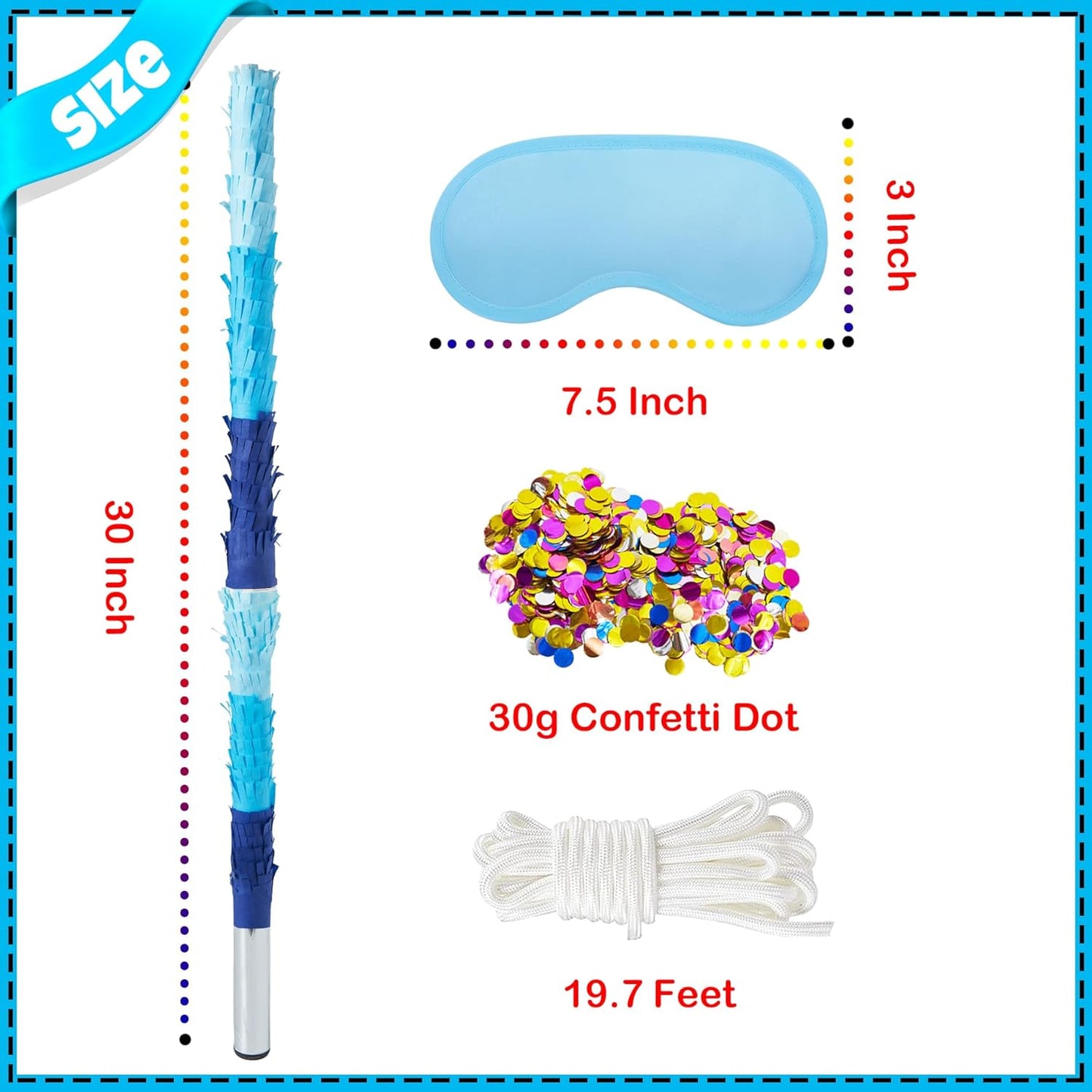 PCFING 30-Inch Piñata Stick Kit - Durable Blue Design for Boys, Girls & Adults | Perfect for Any Party
