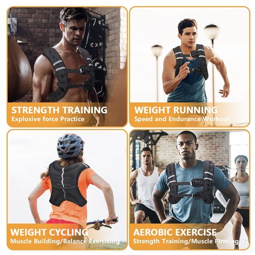 BITLIFUN Weighted Vest for Men Workout，Strength Training Weight Vest for Men and Women, Workout Equipment for Training,Running,Jogging,etc - 8lbs,12lbs,16lbs,20lbs,25lbs (20LBS (9.1KG), Black)