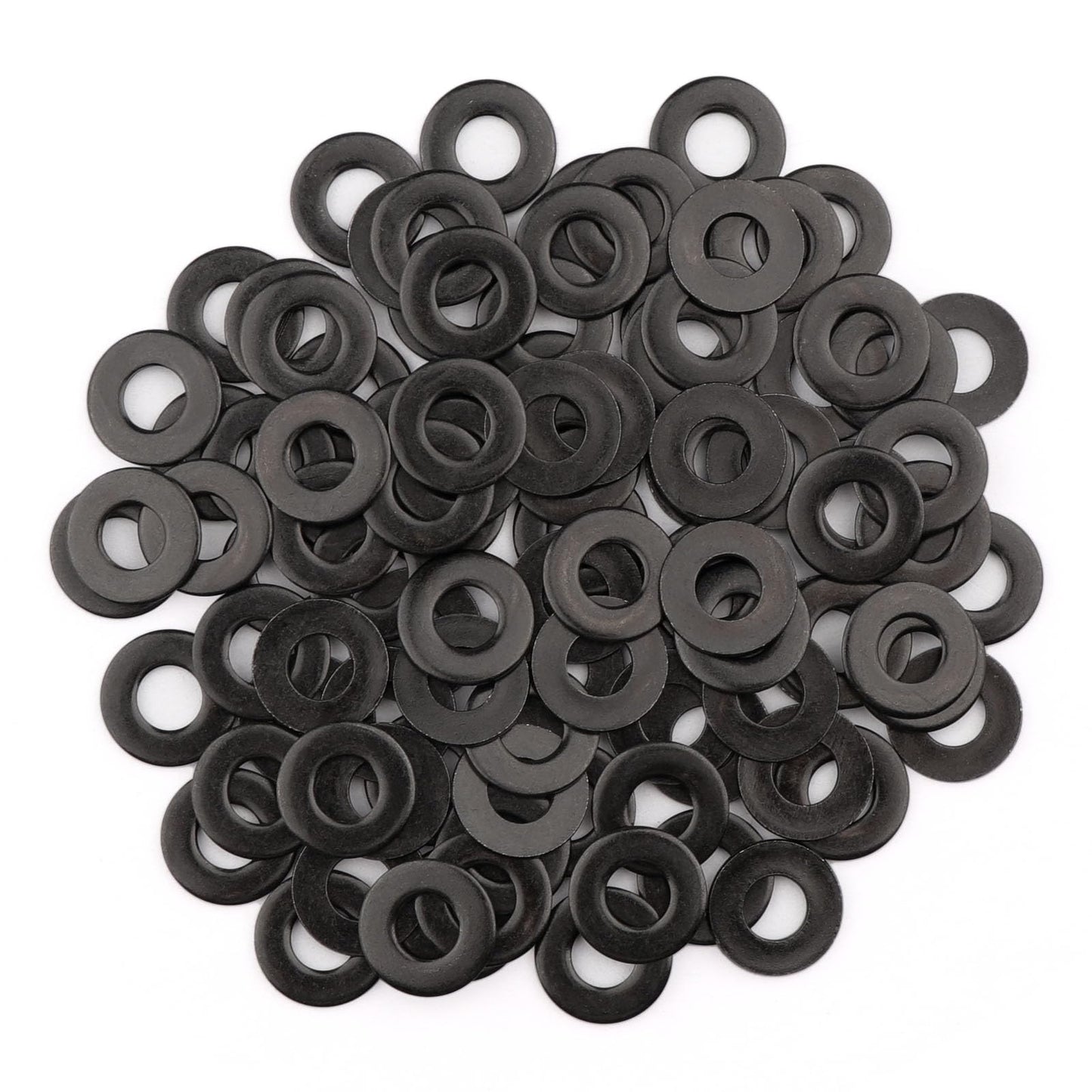 100PCS 1/4'' x 5/8'' SAE Black Flat Washers 304 Stainless Steel Universal Flat Washer, 1.5mm Thick