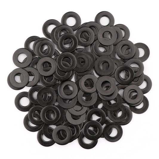 100PCS 1/4'' x 5/8'' SAE Black Flat Washers 304 Stainless Steel Universal Flat Washer, 1.5mm Thick