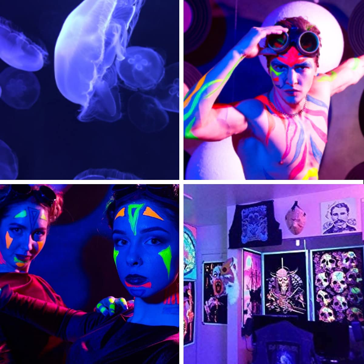 Waygor 50W LED Black Lights for Glow Party, IP65 Waterproof UV Blacklight Floodlight 395nm Black Light Flood Lights Purple Blacklights Spotlight Fluorescent UV Light Lamp for Halloween Decor (2 Pack)