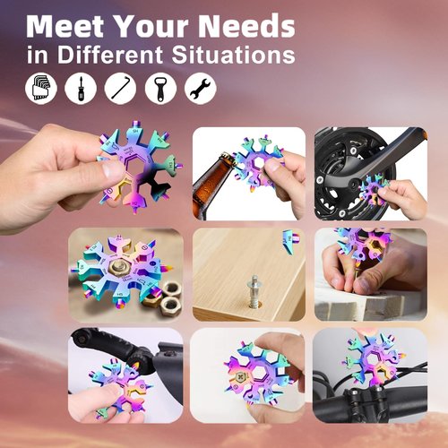 Vickay 18 in 1 Snowflake Multi Tool, Phillips Flat Screwdriver Kit/Wrench/Bottle Opener, EDC Camping Gear, Gifts for Men (Colorful)