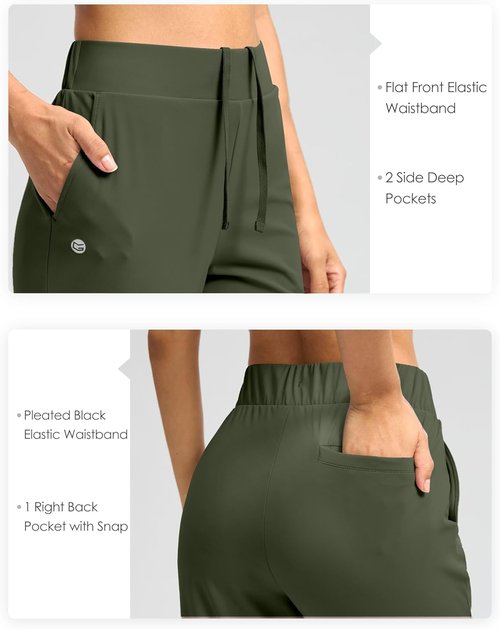 G Gradual Women's Ankle Golf Pants - Stretchy 7/8 Travel Pants with 3 Pockets & Inner Drawstring