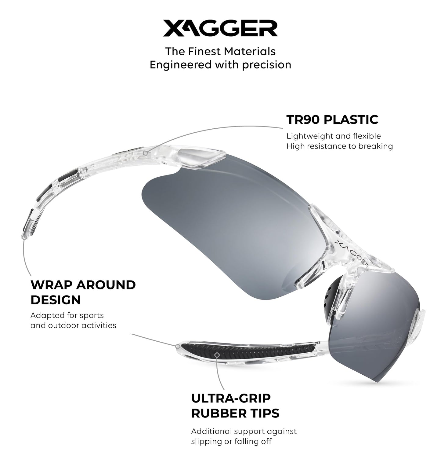 Xagger Kids Youth Polarized Sports Sunglasses for Boys Girls Baseball Softball Glasses TR90 Frame