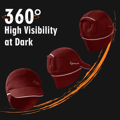 EZPACE Fleece Ponytail Hat for Women with 3M Thinsulate Ear Warmer Running Gear Winter Cold Weather（Burgundy