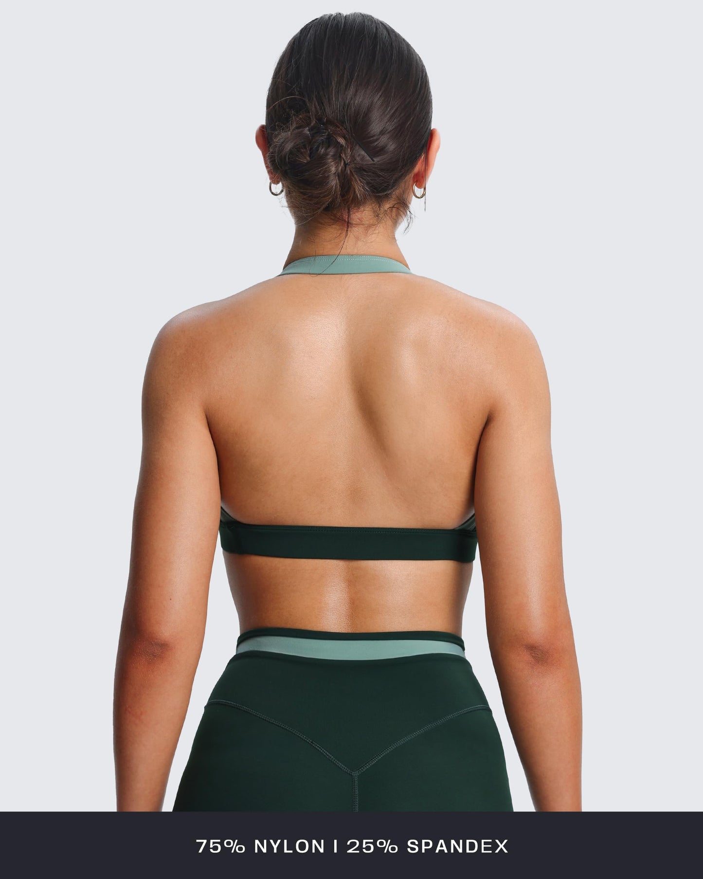 Aoxjox Women's Color Block Halter Workout Sports Bras Fitness Athletic Vanessa Bra Yoga Crop Tank (Forest Green/Sage Green, Small)