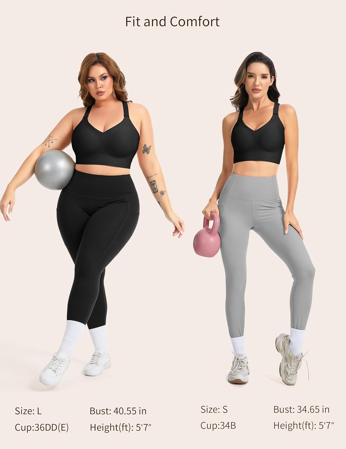 The Gym People Women's Wireless Push-Up Bralette - Comfortable Seamless Racerback Design