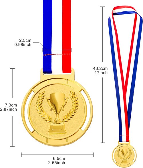 3 Pcs Olympic Medals by Trophy Style - Gold, Silver, Bronze | 2.55 Inch Winner Medals with Smooth Ribbon for Sports Competitions