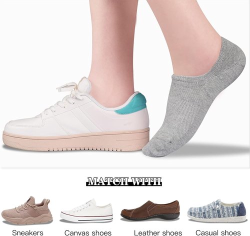 Heatuff No Show Socks - Women's Cotton Low Cut Non-Slip Casual Liners | 6-9 Pairs
