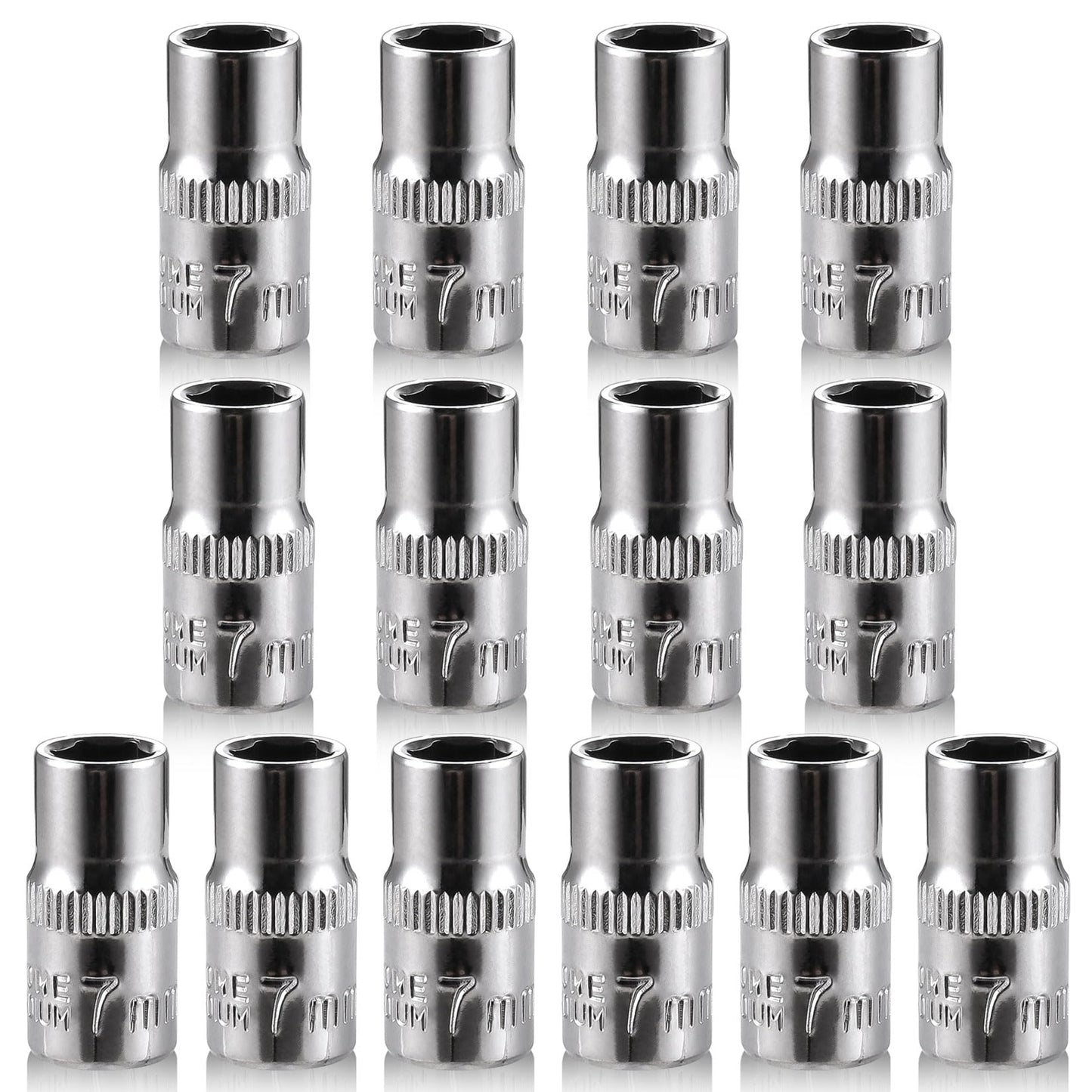 [13pcs] Durable 7mm Socket, 1/4 socket set,Shallow Socket 1/4 Inch Drive 7mm 6 Point, CORROSION RESISTANCE