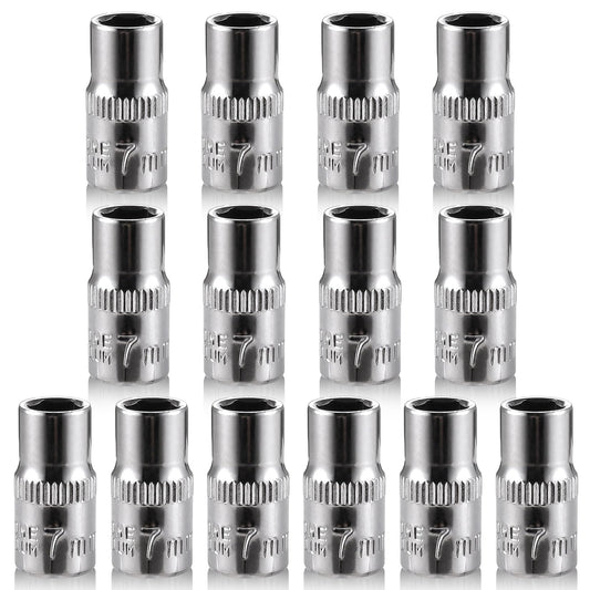 [13pcs] Durable 7mm Socket, 1/4 socket set,Shallow Socket 1/4 Inch Drive 7mm 6 Point, CORROSION RESISTANCE