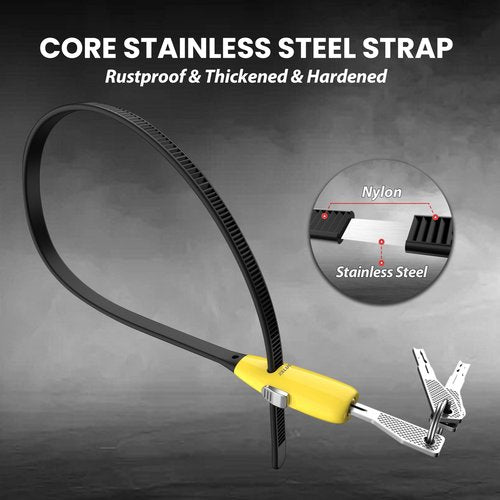 ZSLUO Zip Tie Lock with 3 Keys 20-inch - (1 Set, Yellow) All-Weather Stainless Steel Cable Lock for Bicycles, Gates, Strollers, Luggage,Refrigerators & Fences