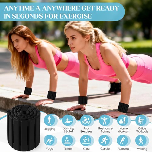 Wrist Weights, Adjustable Magnetic Leg & Arm Weights Bangles 2 Pcs (1LB Each) Silicone Ankle Weights for Women & Men, fits for Gym, Running & Walking, Swimming, Yoga & Pilates (Blackgrey)