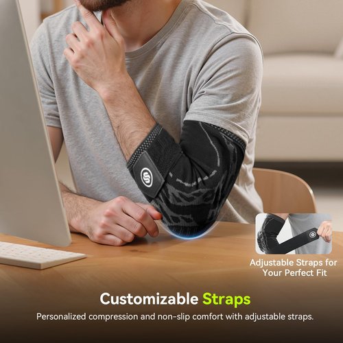 Elbow Compression Sleeve for Tendonitis , Bursitis Elbow Pad Brace – Elbow Brace with Side Springs & Foam Padding for Olecranon Joint Pain, Arthritis, Bursa Protection, Men & Women(Black, X-Large)