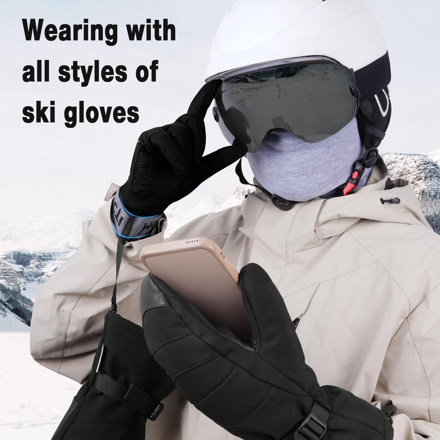 MCTi Lightweight Gloves Liners for Men Women, Touch Screen Gloves with Conductive Microfiber, Palm Silicone, for Cold Weather Running Driving Hiking Black-L