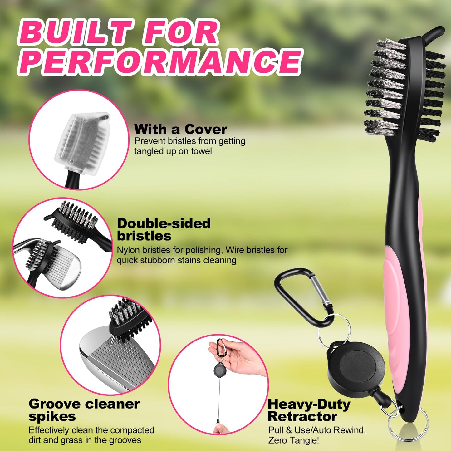 Wynaura 15 Pcs Golf Accessories Kit, Includes Cleaner Brush Towel Tees Golf Ball Bag with Hook Ball Marker Divot Tool,Golf Essentials Kit for Women Man Gifts