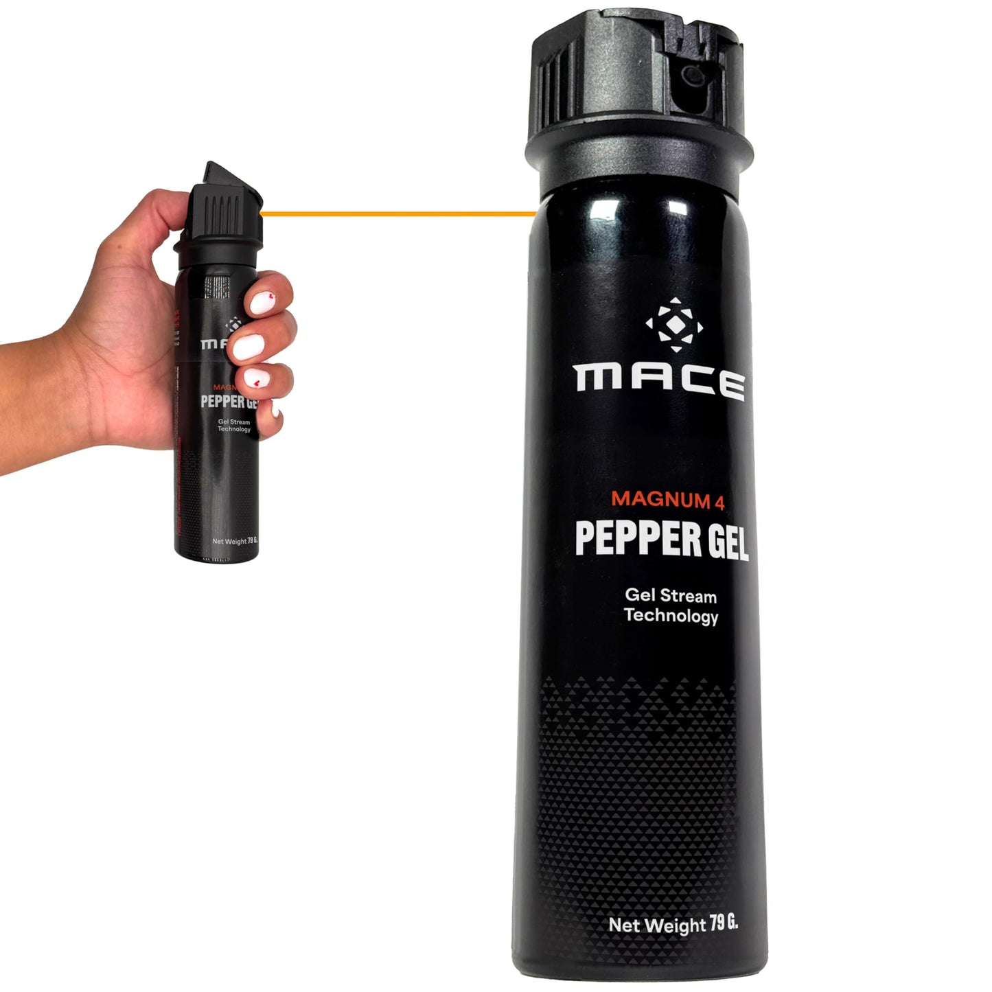 Mace Pepper Gel - Magnum 4, 2.79 oz, 20 Feet Range, No Wind Blowback, Max Police Strength, Long Lasting UV Dye, Flip Top Safety Cap, Self Defense Pepper Spray Gel for Women & Men - Black