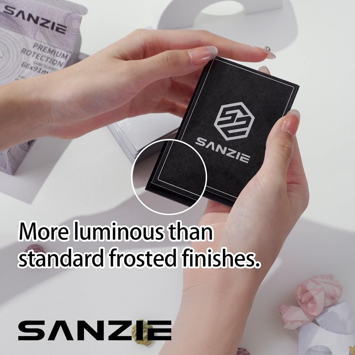 SANZIE Matte Card Sleeves - 68 Count Trading Card Protectors for MTG, TCG & PTCG | Light Grey