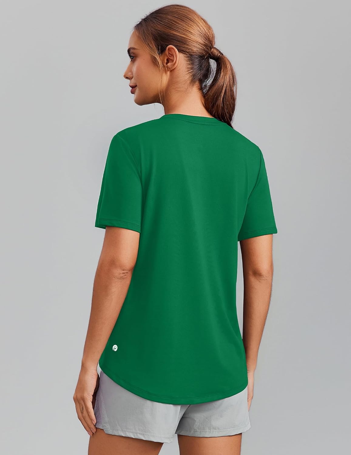 PINSPARK Soft Workout Tops for Women - Short Sleeve V-Neck, Moisture-Wicking, UPF 50+ Sun Protection, Quick Dry Gym Shirt