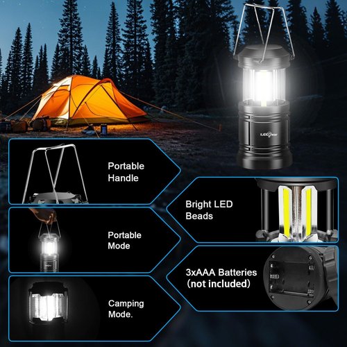 LED Camping Lantern - Battery Operated with Adjustable Brightness | 2 Pack for Emergencies & Outdoor Use