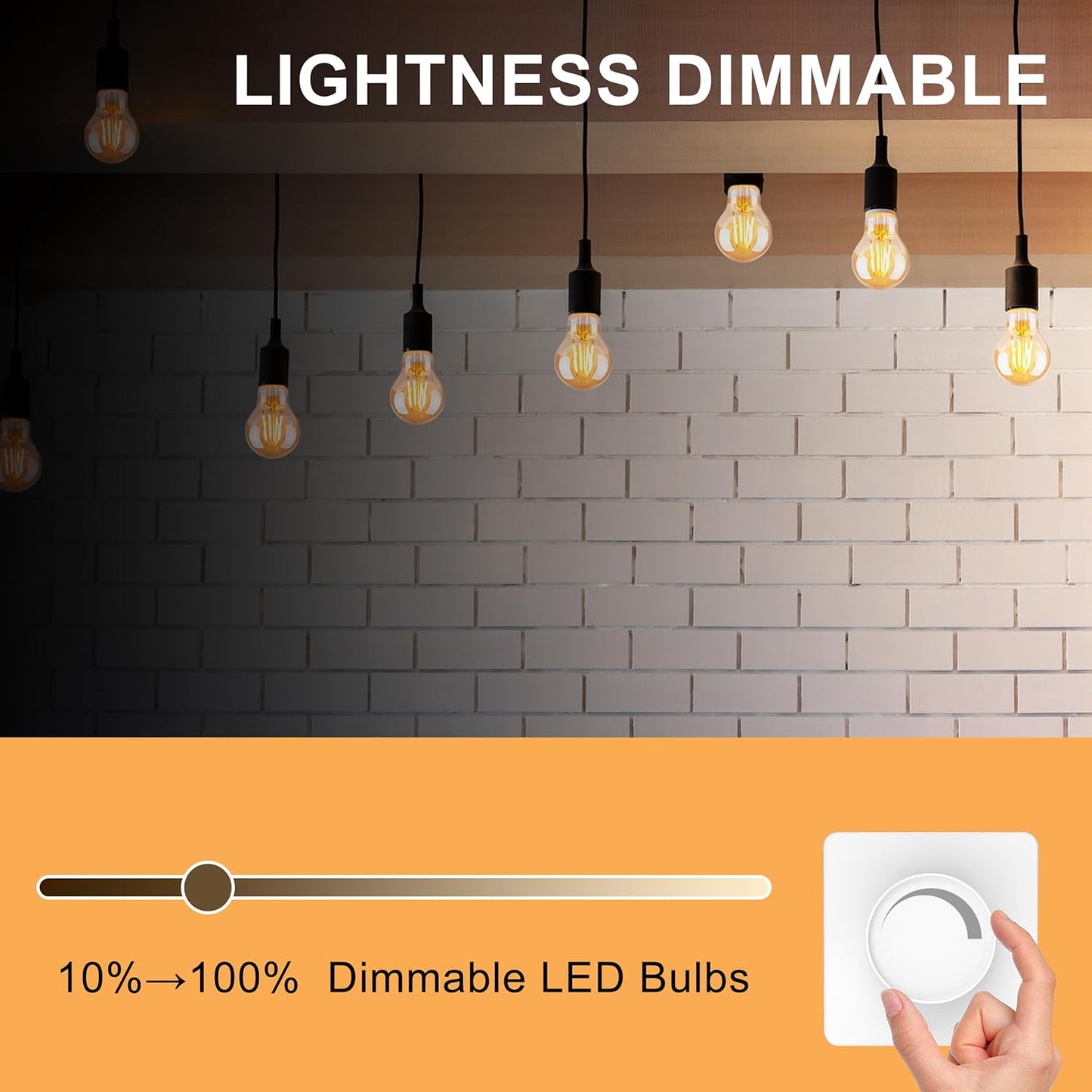 60W Vintage Edison Light Bulbs - A19/A60 Soft Amber Dimmable Bulbs, 12 Pack