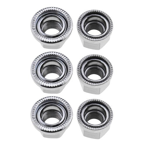 Micro Traders 6Pcs M9 Wheel Nuts M10 Axle Wheel Nuts Bicycle Wheel Nuts Replacement Hub Large Flange Axle Nut Accessories for Bicycle Silver
