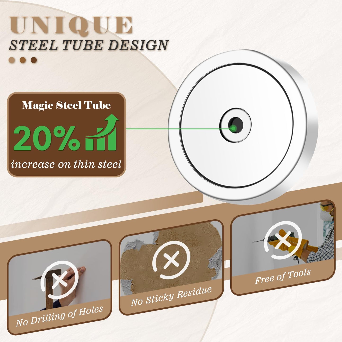 Neosmuk Magnetic Eyeblot Hooks, 100lb Heavy Duty Extra Strong Large Magnet Hook with Eye Bolt for Cruise Cabin,Magnet Eyelet Hanger for Hanging, Cruise Essentials Hook(Silver, 6 Pack)