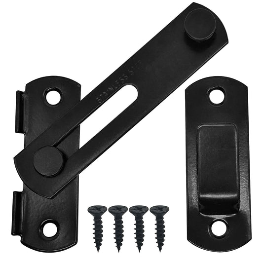 CUKAYO 2 Set 4" Gate Latches Safety Door Lock for Barn Door, Heavy Duty Stainless Steel Farm Flip Gate Latch,Black