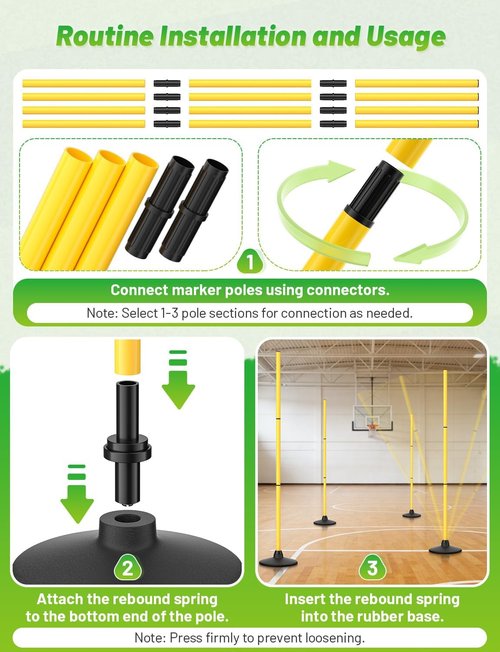 GHB Agility Poles - 50" Rebound Sports Training Poles | 4 Pack Detachable Speed Equipment